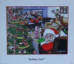 2001 Santa Claus " Holiday Fun " Numbered Sam Bass Print  19" X 22" 2001 Santa Claus " Holiday Fun " Numbered Sam Bass Print 19" X 22"