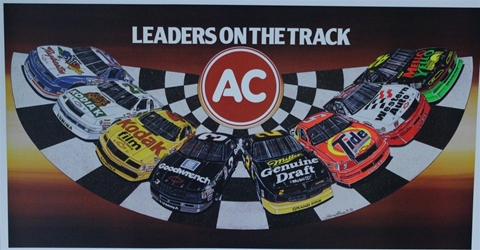 Auto Care 1992 " Leaders On The Track! "  Sam Bass Print 16" X 28" Auto Care 1992 " Leaders On The Track! "  Sam Bass Print 16 X "28"