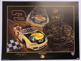 Autographed Dale Earnhardt "Hooked Up" Original 1998 Sam Bass 23" X 30" Print w/ COA Sam Bass, Intimidator, Earnhardt Sr., 1987, Monster Energy Cup Series, Winston Cup,Poster, The Count of Monte Carlo, Chanpion, Ralph