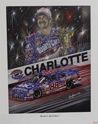 Autographed Dale Jarrett " Rockets Red Glare " Numbered Sam Bass Print 21.5" X 27.5" With COA Autographed Dale Jarrett " Rockets Red Glare " Numbered  Sam Bass Print 21.5" X 27.5" With COA