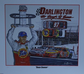 Autographed Ricky Craven "Tough Enough" Original Numbered Sam Bass 25" X 28" Print w/ COA Sam Bass, Ricky Craven, Darlington, Monster Energy Cup Series, Winston Cup, Poster