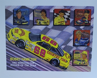 Bobby Hamilton 1991 Winston Cup Rookie Of The Year Original Sam Bass 23" X 28" Print Bobby Hamilton 1991 Winston Cup Rookie Of The Year Original Sam Bass 23" X 28" Print