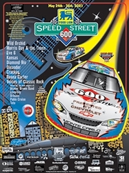 Charlotte 2001 "Speed Street 600 " Sam Bass Poster  25" X 18" Sam Bas Poster