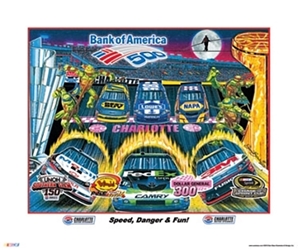Charlotte Motor Speedway 2012 BOA 500 "Speed, Danger, & Fun!" Sam Bass Poster 22" X 26" Sam Bas Poster