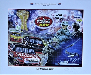 Charlotte Motorspeedway 2010 Coca Cola 600 "Let Freedom Race!" Sam Bass Numbered Print 18" X 21.5" Charlotte Motorspeedway 2010 Coca Cola 600 "Let Freedom Race!" Sam Bass Numbered  Print 18" X 21.5"