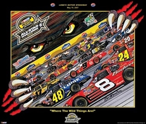 Charlotte Motorspeedway Nextel All-Star 2007 "Where The Wild Things Are!" Sam Bass Poster 18" X 24" Sam Bas Poster