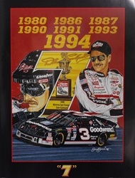 Dale Earnhardt 1994 "7!" Sam Bass Poster W/Black Boarder 29.5" X 22" Sam Bas Poster
