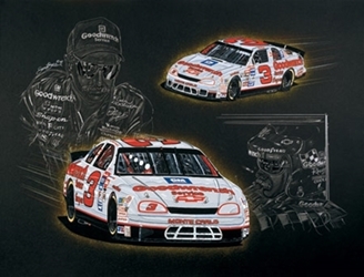 Dale Earnhardt 1995 "Quick Silver!" Sam Bass Poster 24" X 28" Sam Bas Poster