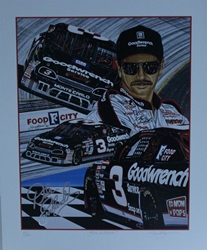 Dale Earnhardt "Back in Black" Original Numbered 1995 Sam Bass 27" X 21" Print Sam Bass, Intimidator, Earnhardt Sr., 1987, Monster Energy Cup Series, Winston Cup,Poster, The Count of Monte Carlo, Chanpion, Ralph