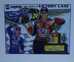 Jeff Gordon  "Pepsi Choice Of Victory Lane " Original  Sam Bass Print 22" X 26" Jeff Gordon  "Pepsi Choice Of Victory Lane " Original  Sam Bass Print 22" X 26"