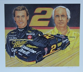 Rusty Wallace And Roger Penske " A Pair of Winners "  Numbered Sam Bass Print 20" X 24.5" Rusty Wallace And Roger Penske " A Winning Combination "  Numbered Sam Bass Print 20" X 24.5"