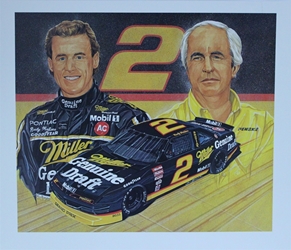 Rusty Wallace And Roger Penske " A Pair of Winners "  Sam Bass Print 20" X 24.5" Rusty Wallace And Roger Penske " A Winning Combination "  Sam Bass Print 20" X 24.5"