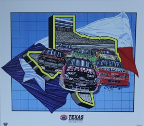 Texas Motor Speedway 1998 Sam Bass Print 22" X 25.5" Texas Motor Speedway 1998 Sam Bass Print 22" X 25.5"
